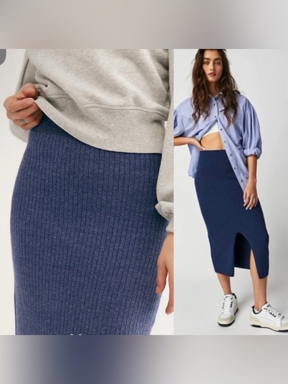 Free People Skyline Sweater Skirt in cornflower blue